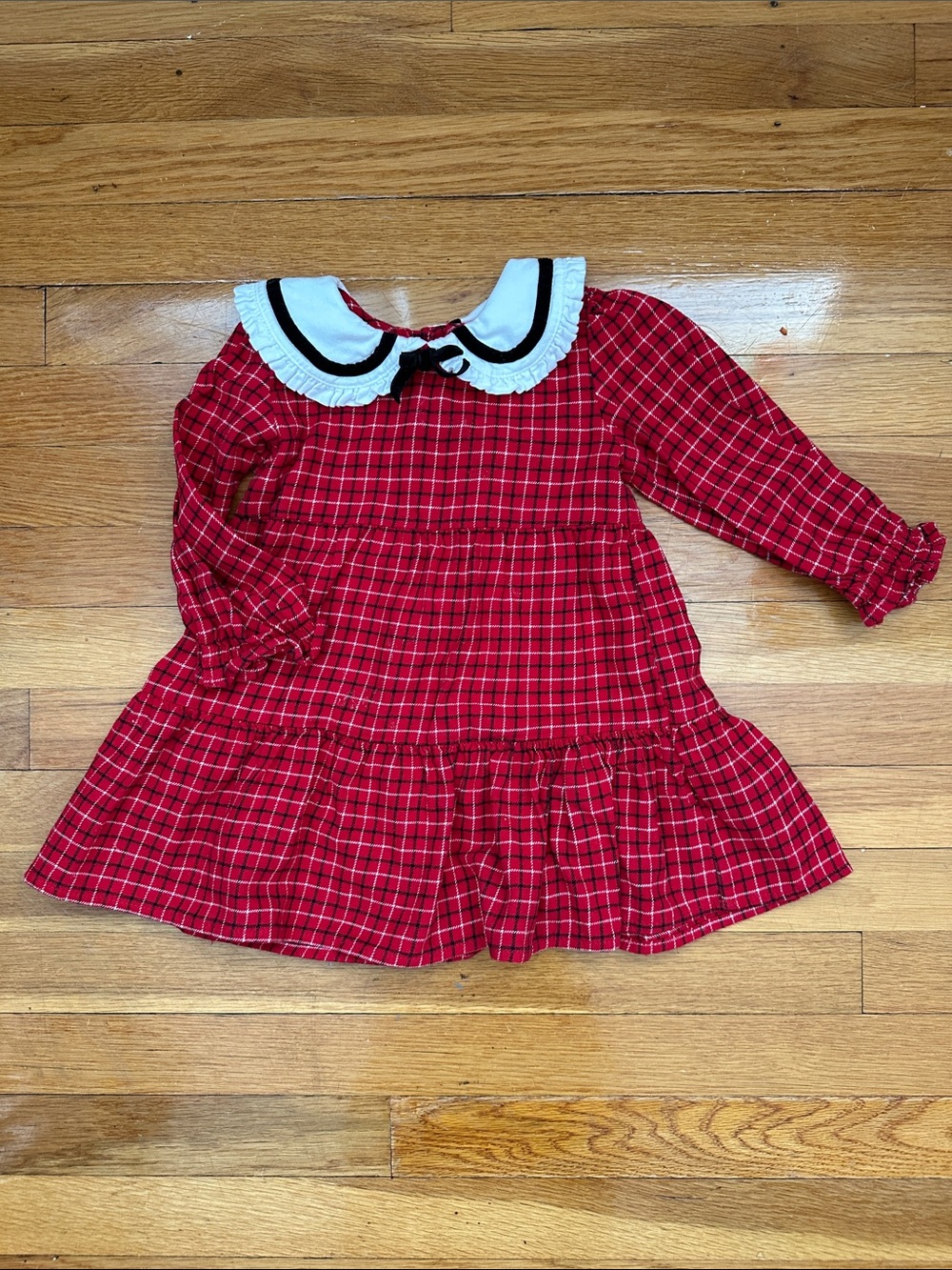 Red Plaid Toddler Dress with White Peter Pan Collar
